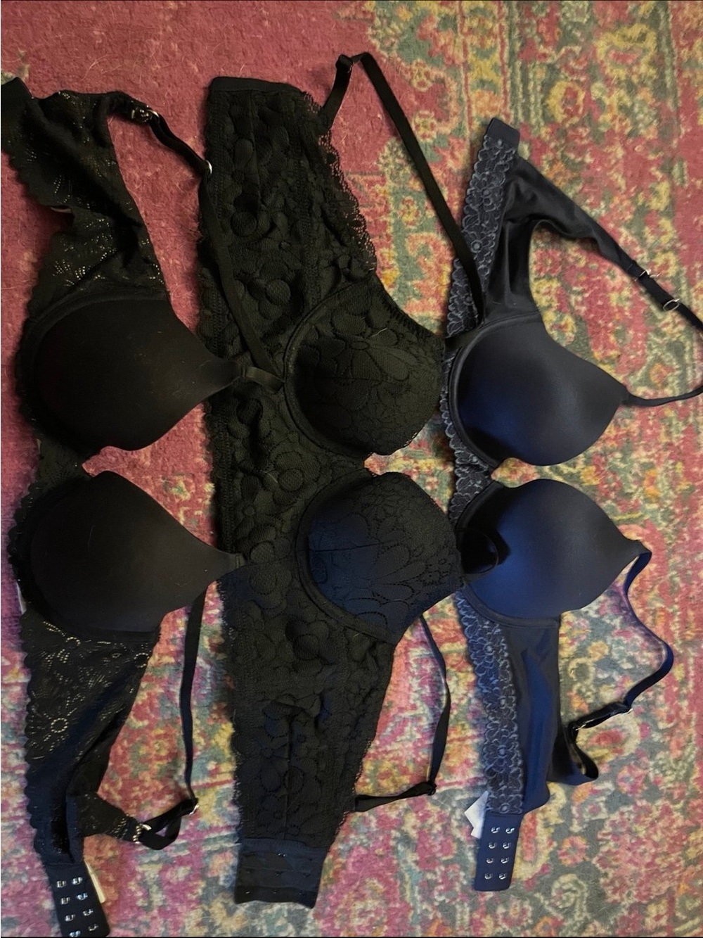 aerie Black Lace and Smooth T-Shirt Bras Set